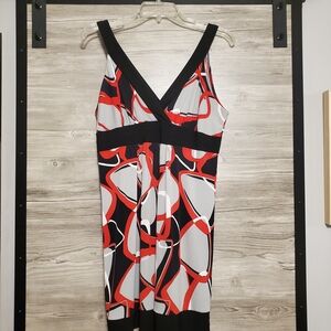 Stylish Black and Red Geometric Dress